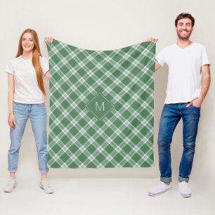Custom Monogram Plaid / Tartan Pattern Fleece Blanket