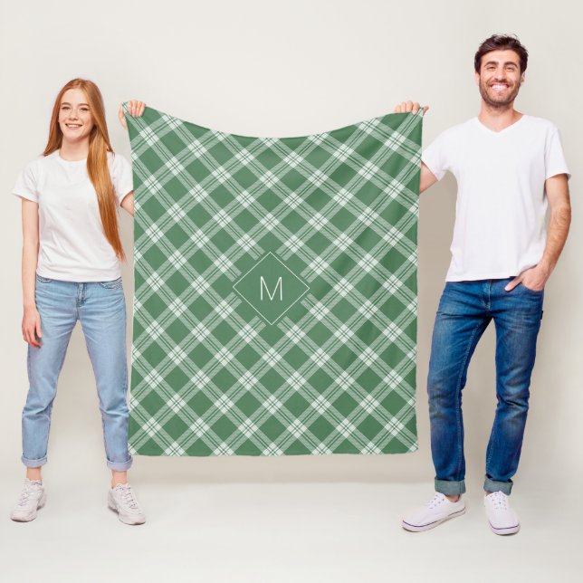 Custom Monogram Plaid / Tartan Pattern Fleece Blanket (In Situ)