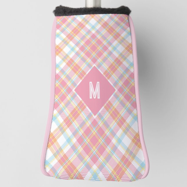 Custom Monogram Plaid / Tartan Pattern Golf Head Cover (Rotate 90)