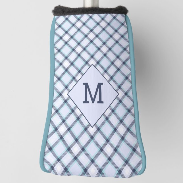 Custom Monogram Plaid / Tartan Pattern Golf Head Cover (Rotate 90)