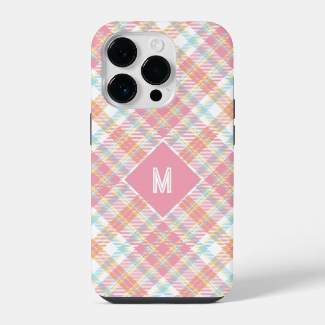 Custom Monogram Plaid / Tartan Pattern iPhone Case (Back)