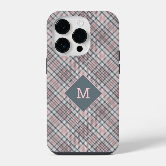 Custom Monogram Plaid / Tartan Pattern iPhone Case (Back)