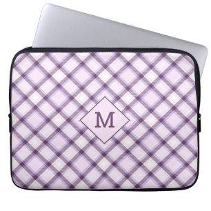 Custom Monogram Plaid / Tartan Pattern Laptop Sleeve