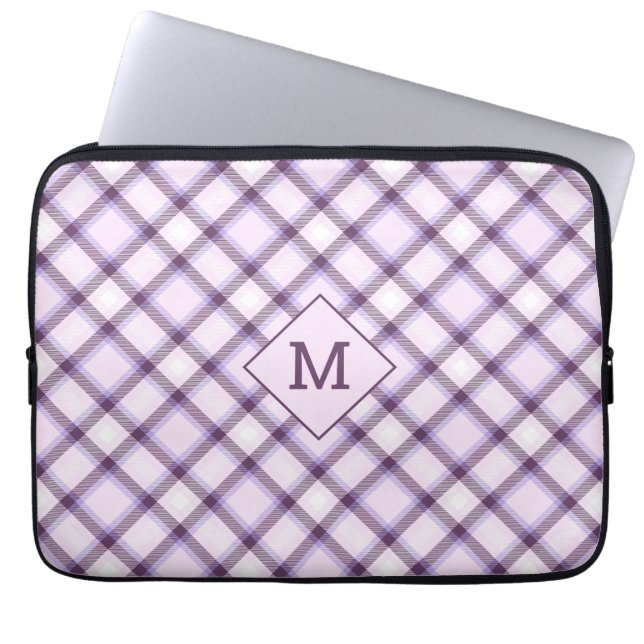 Custom Monogram Plaid / Tartan Pattern Laptop Sleeve (Front)