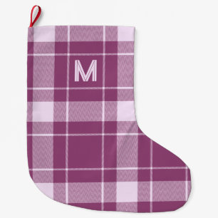 Custom Monogram Plaid / Tartan Pattern Large Christmas Stocking