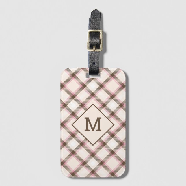 Custom Monogram Plaid / Tartan Pattern Luggage Tag (Front Vertical)