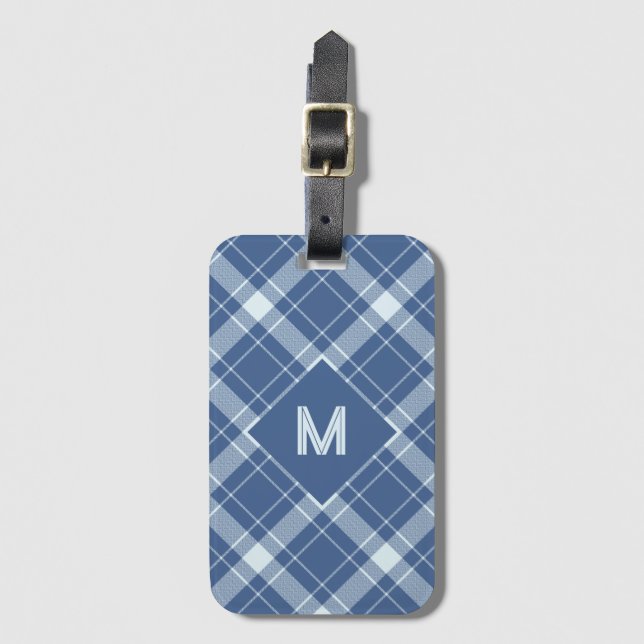 Custom Monogram Plaid / Tartan Pattern Luggage Tag (Front Vertical)