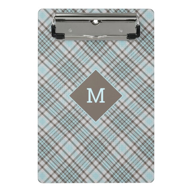 Custom Monogram Plaid / Tartan Pattern Mini Clipboard (Front)