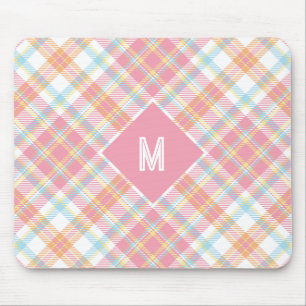 Custom Monogram Plaid / Tartan Pattern Mouse Pad