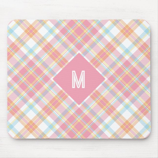Custom Monogram Plaid / Tartan Pattern Mouse Pad (Front)