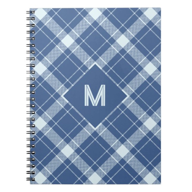 Custom Monogram Plaid / Tartan Pattern Notebook (Front)