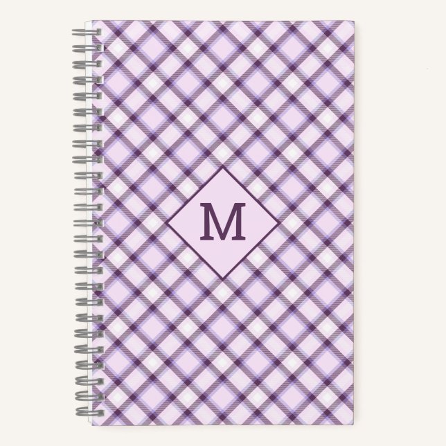 Custom Monogram Plaid / Tartan Pattern Notebook (Front)