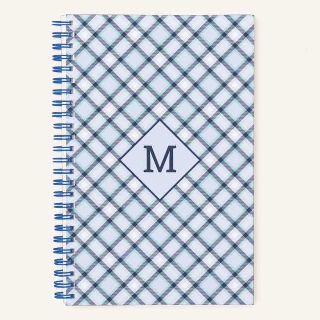 Custom Monogram Plaid / Tartan Pattern Notebook (Front)