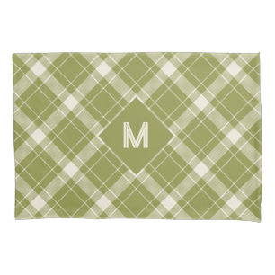 Custom Monogram Plaid / Tartan Pattern Pillowcase