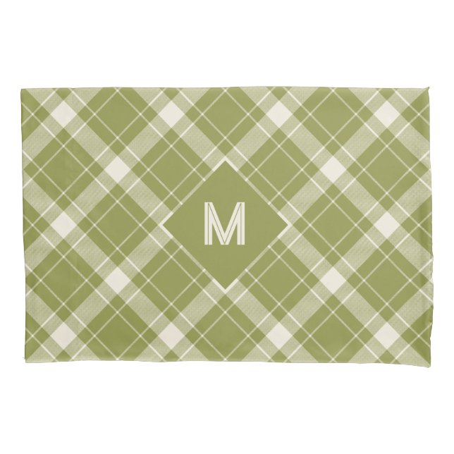 Custom Monogram Plaid / Tartan Pattern Pillowcase (Front)