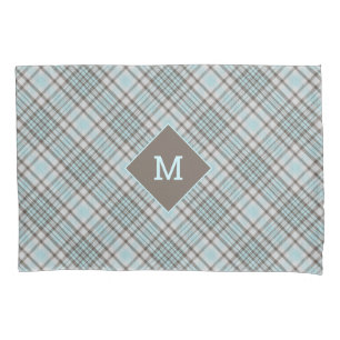 Custom Monogram Plaid / Tartan Pattern Pillowcase