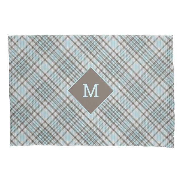 Custom Monogram Plaid / Tartan Pattern Pillowcase (Front)