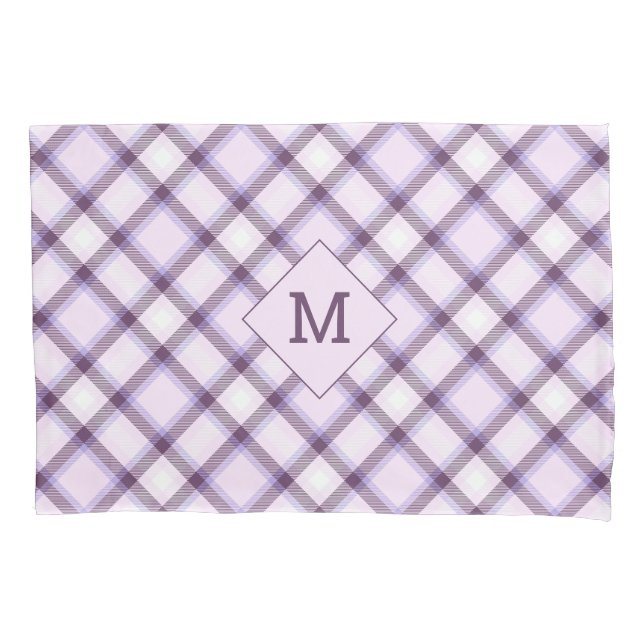 Custom Monogram Plaid / Tartan Pattern Pillowcase (Front)