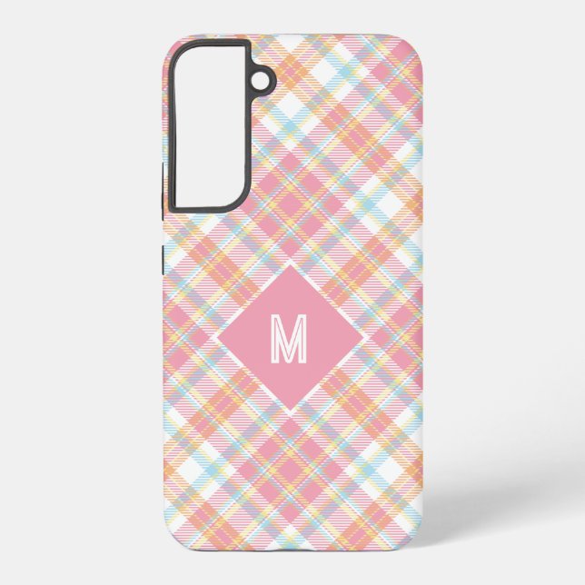 Custom Monogram Plaid / Tartan Pattern Samsung Galaxy S22+ Case (Back)