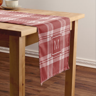 Custom Monogram Plaid / Tartan Pattern Short Table Runner