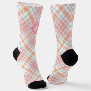 Custom Monogram Plaid / Tartan Pattern Socks