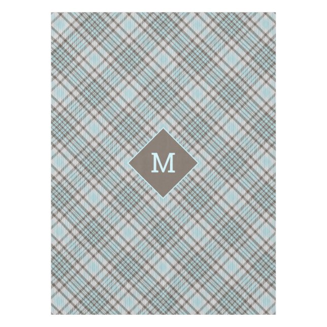 Custom Monogram Plaid / Tartan Pattern Tablecloth (Front)