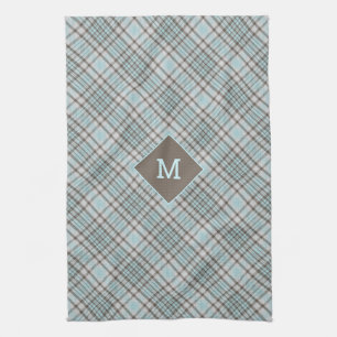 Custom Monogram Plaid / Tartan Pattern Tea Towel