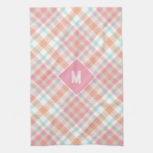 Custom Monogram Plaid / Tartan Pattern Tea Towel