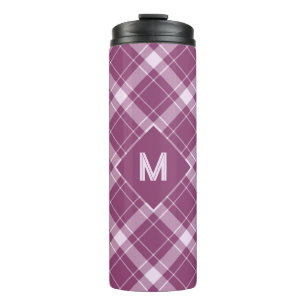 Custom Monogram Plaid / Tartan Pattern Thermal Tumbler