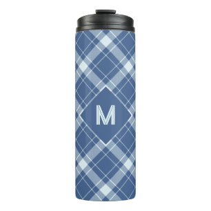 Custom Monogram Plaid / Tartan Pattern Thermal Tumbler