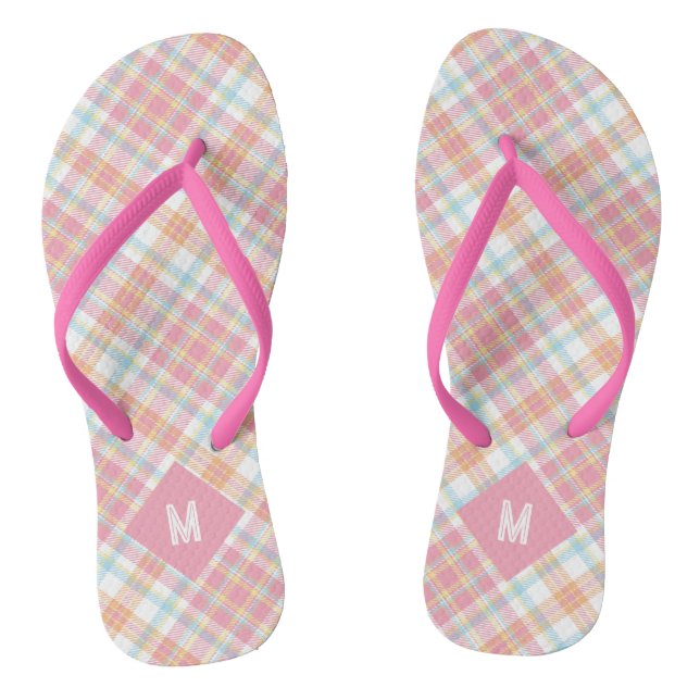 Custom Monogram Plaid / Tartan Pattern Thongs (Footbed)