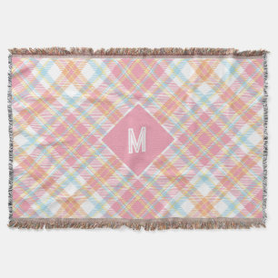 Custom Monogram Plaid / Tartan Pattern Throw Blanket