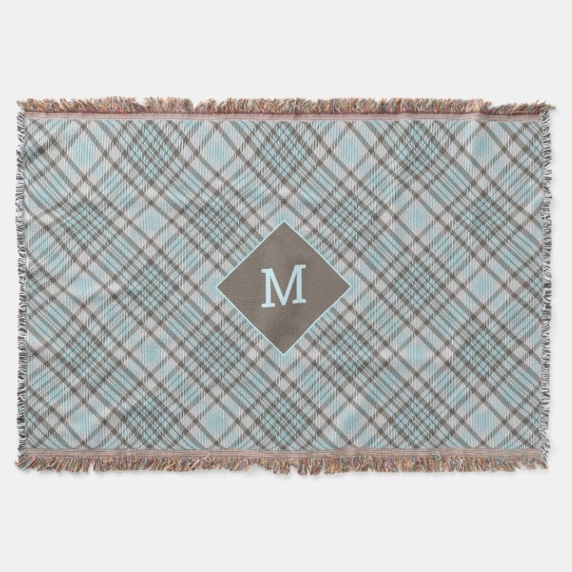 Custom Monogram Plaid / Tartan Pattern Throw Blanket (Front)