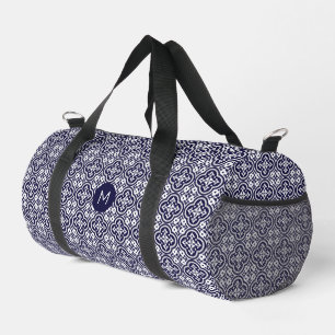 Custom Monogram Portugese Tiles Pattern Duffle Bag