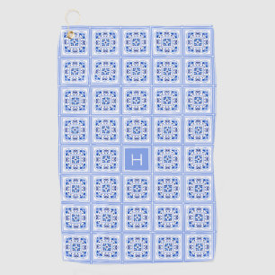 Custom Monogram Portugese Tiles Pattern Golf Towel