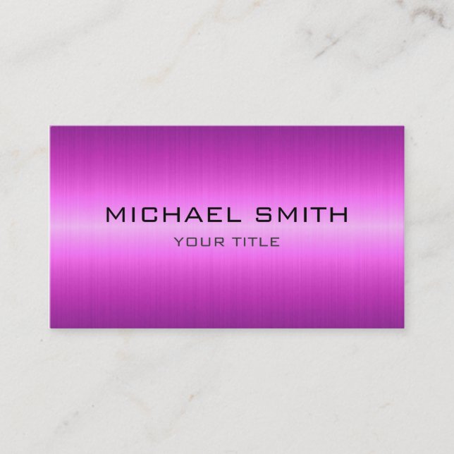 Custom Monogram Purple Stainless Steel Metal Business Card (Front)