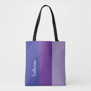 Custom monogram, purple tri-tone  tote bag