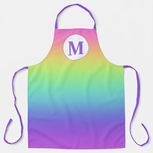 Custom Monogram Rainbow Apron (Front)