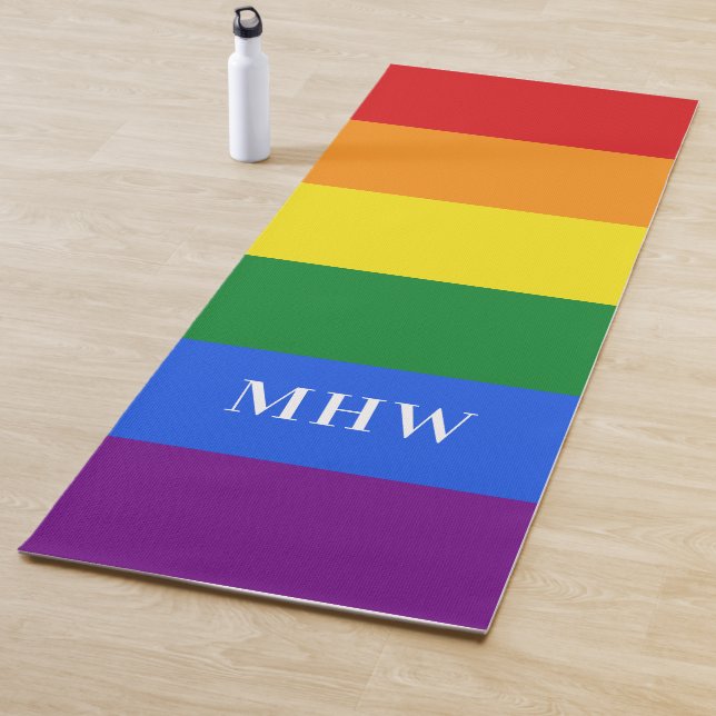 Custom monogram Rainbow Flag yoga mat (In Situ)