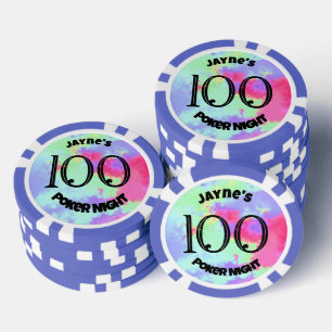 Custom Monogram Rainbow Paint Splatter Poker Chips