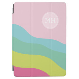 Custom monogram rainbow trendy colourful  iPad air cover