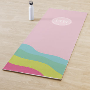 Custom monogram rainbow trendy colourful  yoga mat