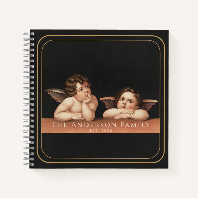 Custom Monogram Raphael Cherub Wedding Journal (Front)