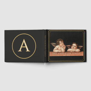 Custom Monogram Raphael Cherub Wedding Keepsake Guest Book