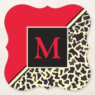Custom Monogram Red Leopard Coasters