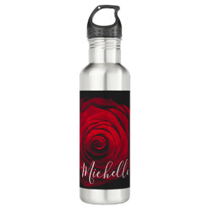 Custom monogram red rose vintage photograph 710 ml water bottle