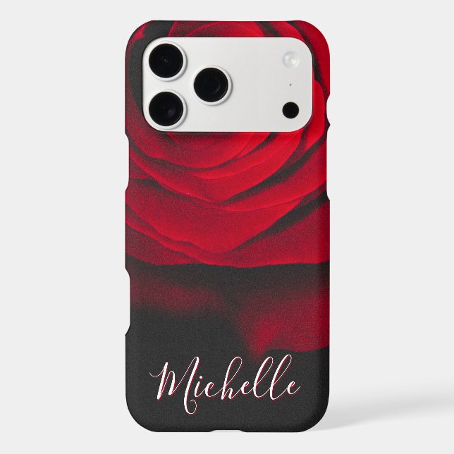 Custom monogram red rose vintage photograph black (Back)