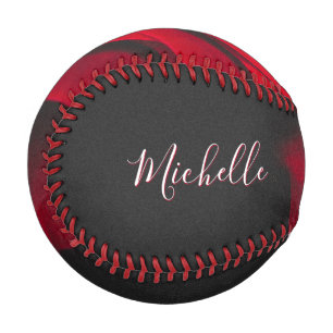 Custom monogram red rose vintage photograph black baseball