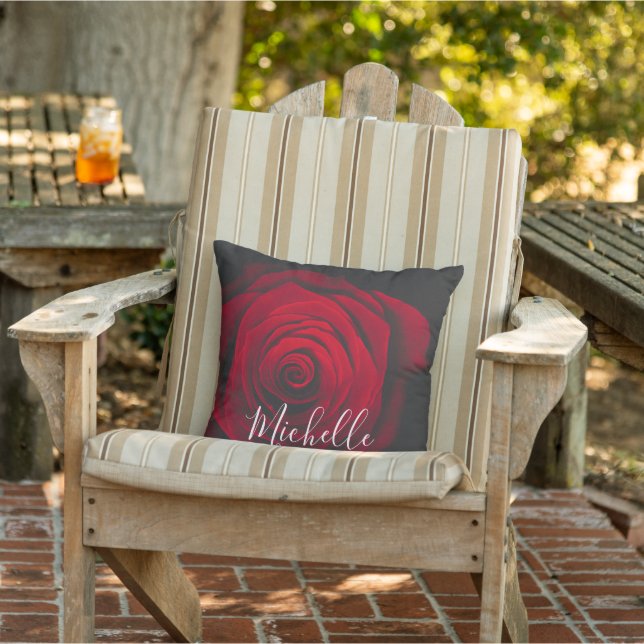 Custom monogram red rose vintage photograph  cushion (Chair)