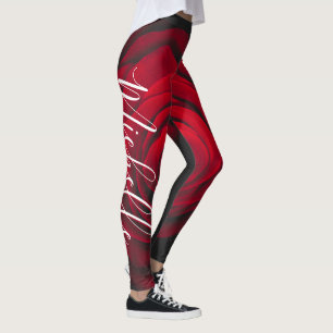 Custom monogram red rose vintage photograph leggings